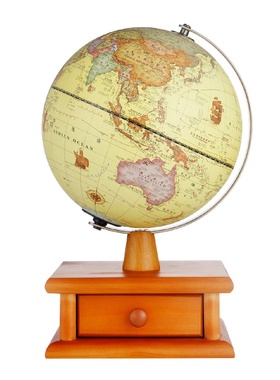 小号仿古色地球仪20CM带灯发光收纳抽屉盒地球仪摆件