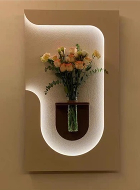 水培绿植奶油风玄关装饰画砂岩立体入户走廊尽头挂画客厅墙面壁画