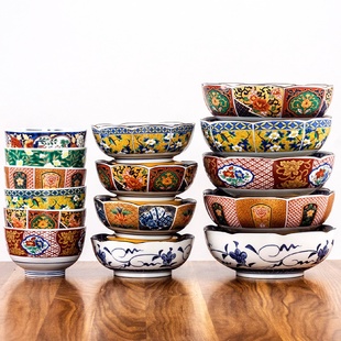 餐具家用小碗面碗汤钵碗 日本进口古伊万里宫廷风染锦牡丹陶瓷日式