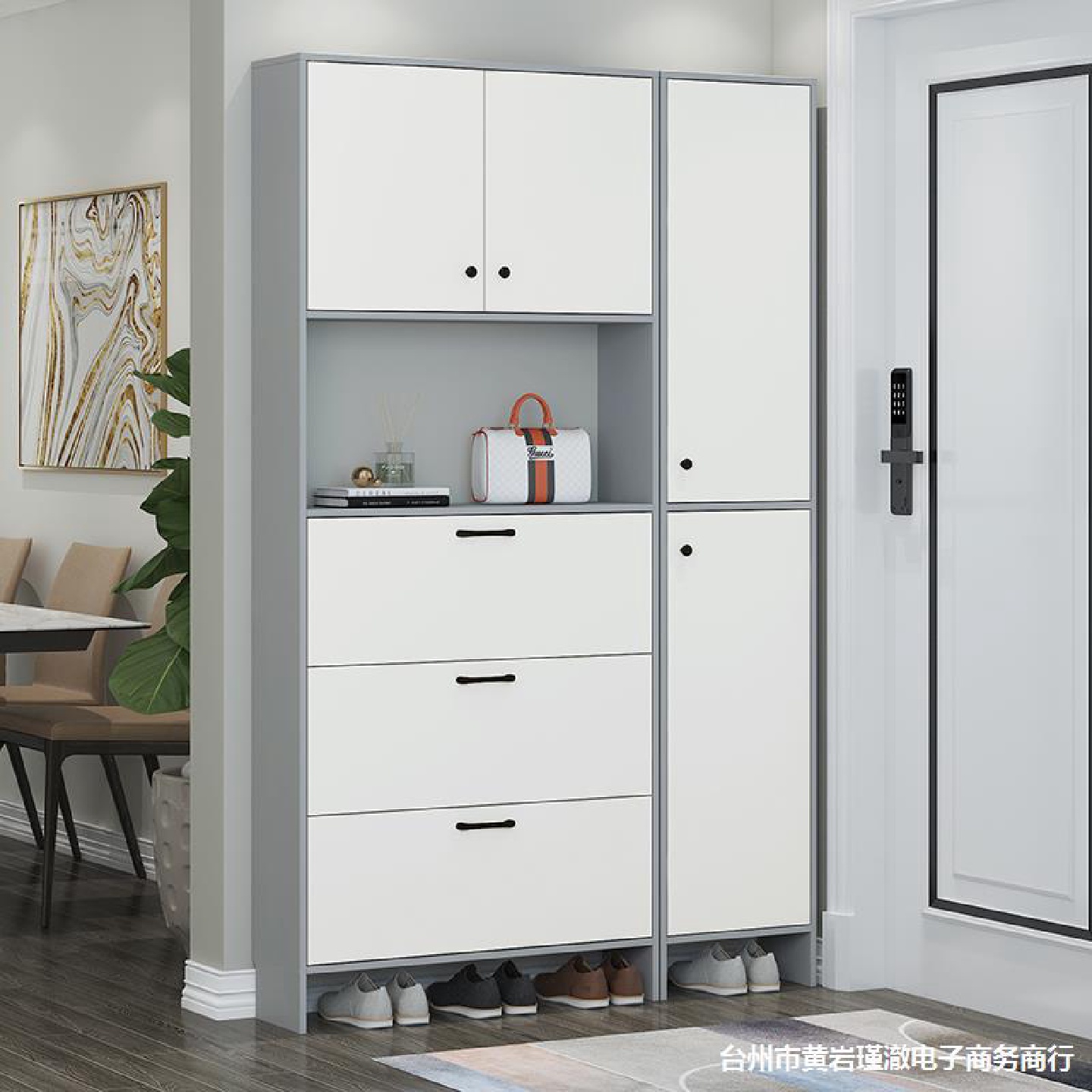 超薄鞋柜窄高立式家用门口17cm大容量入户简约现代2022新款玄关柜