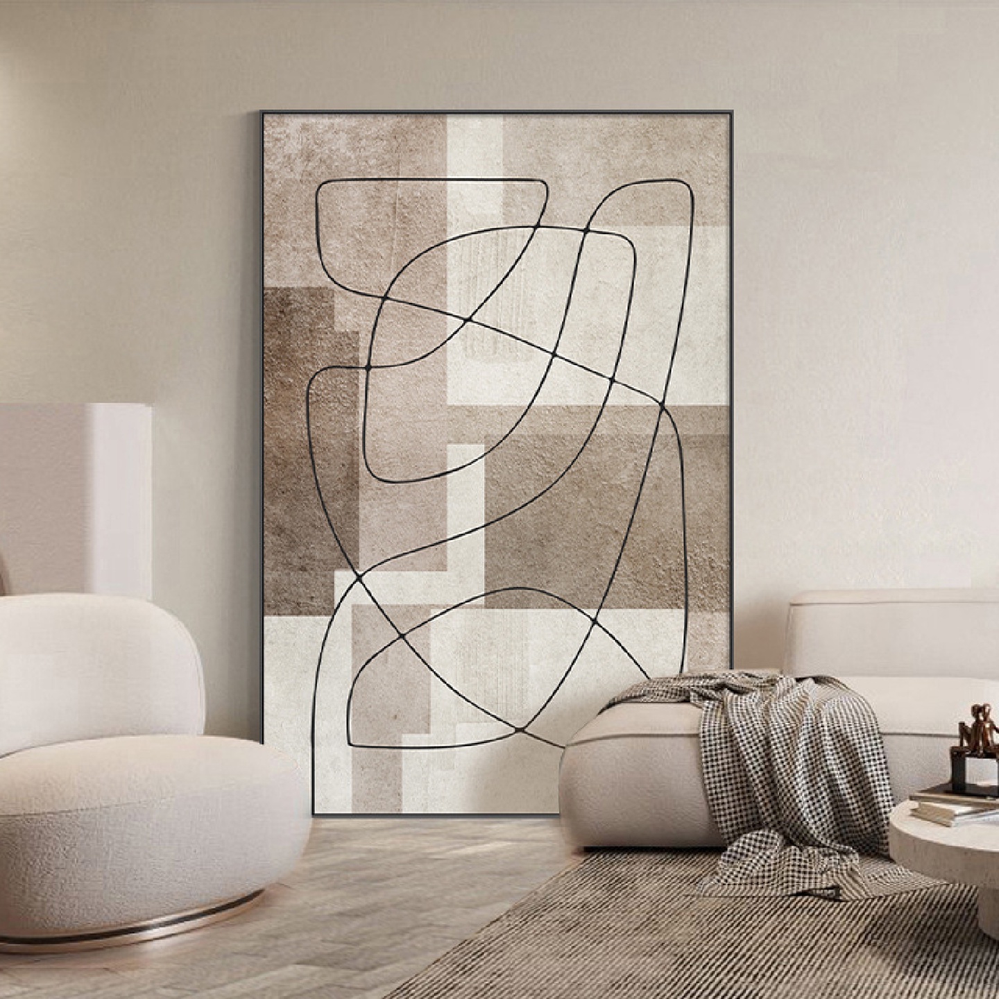 简域现代抽象客厅装饰画艺术线条沙发背景墙落地画大尺寸玄关挂画