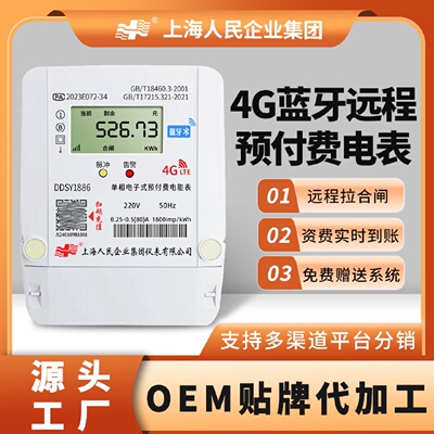 上海人民智能预付费4G电表出租房远程抄表三相四线电能表智联