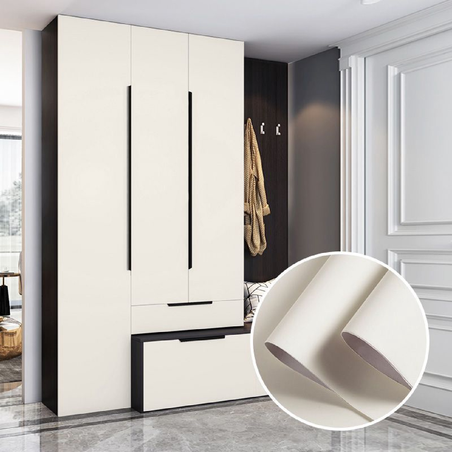 加厚肤感衣柜改色贴纸旧柜子橱柜门移门改造家具翻新贴膜墙纸自粘