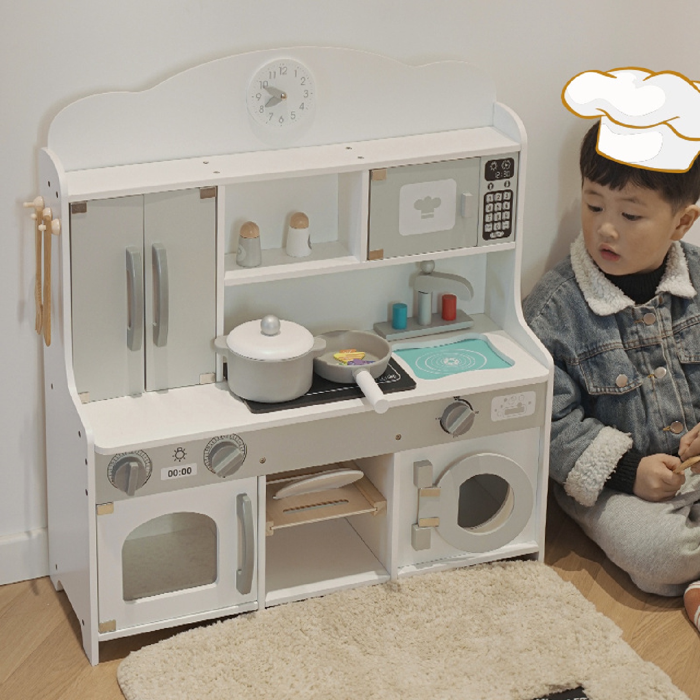 新款日式厨房双门冰箱一体儿童过家家益智宝宝仿真做饭幼儿园玩具