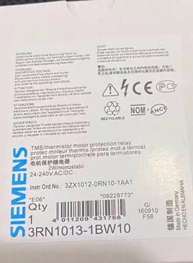 【议价】3RN1013-1BW10电机保护继电器库存货