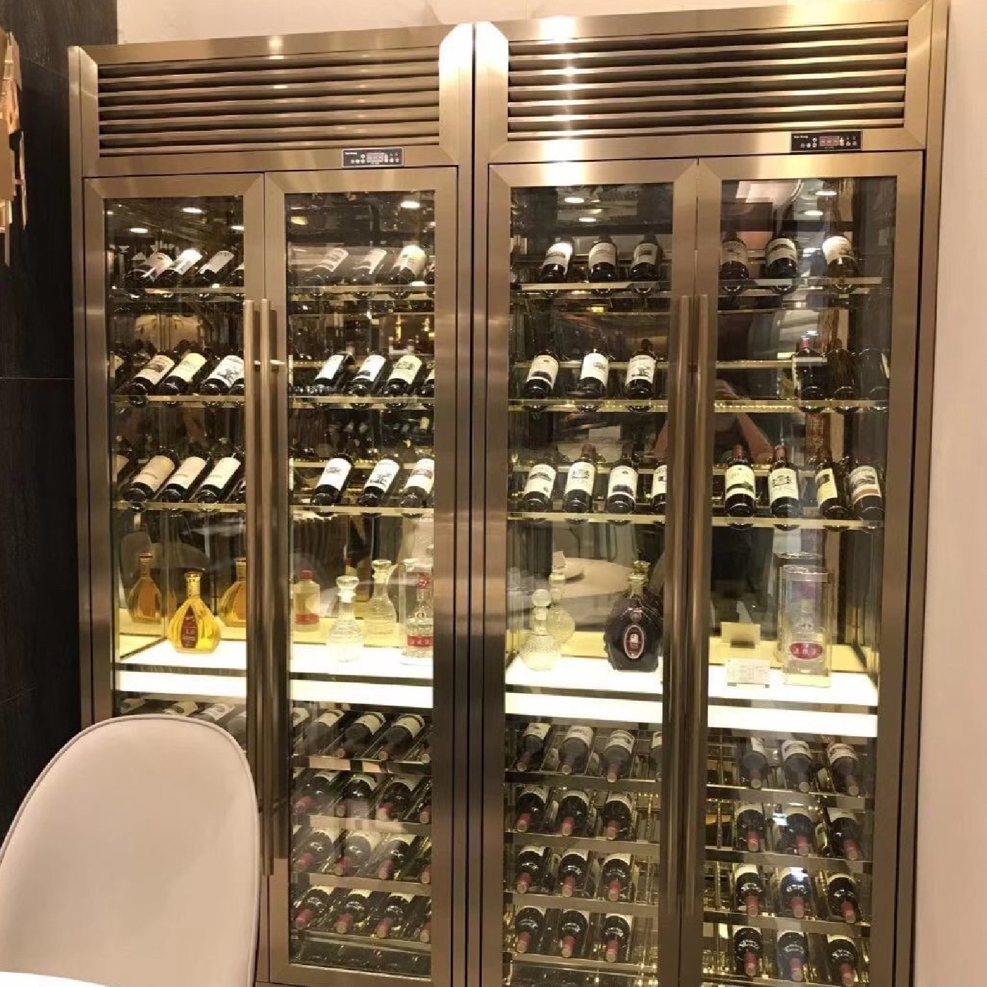 轻奢不锈钢酒柜展示柜酒架质感商用酒吧会所酒窖家用别墅红酒柜