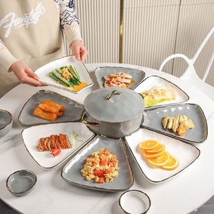 菜盘年夜饭过年聚餐碗碟 轻奢风团圆餐具拼盘组合家用盘子套装