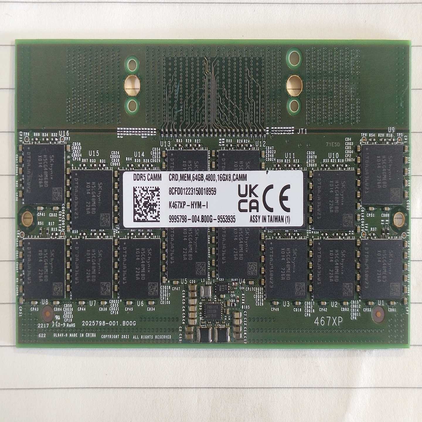 询价~DDR5记忆体64GB，速率4800MHz，16GX8配