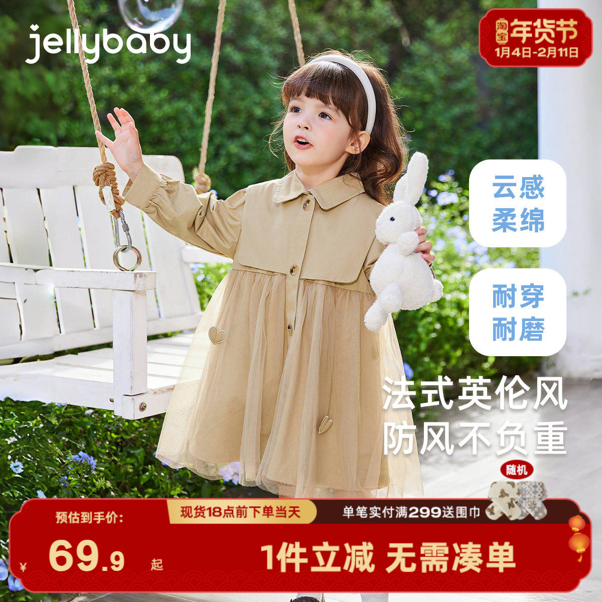 女童风衣外套春秋宝宝冬装英伦风衣服小女孩洋气开衫儿童冬款上衣