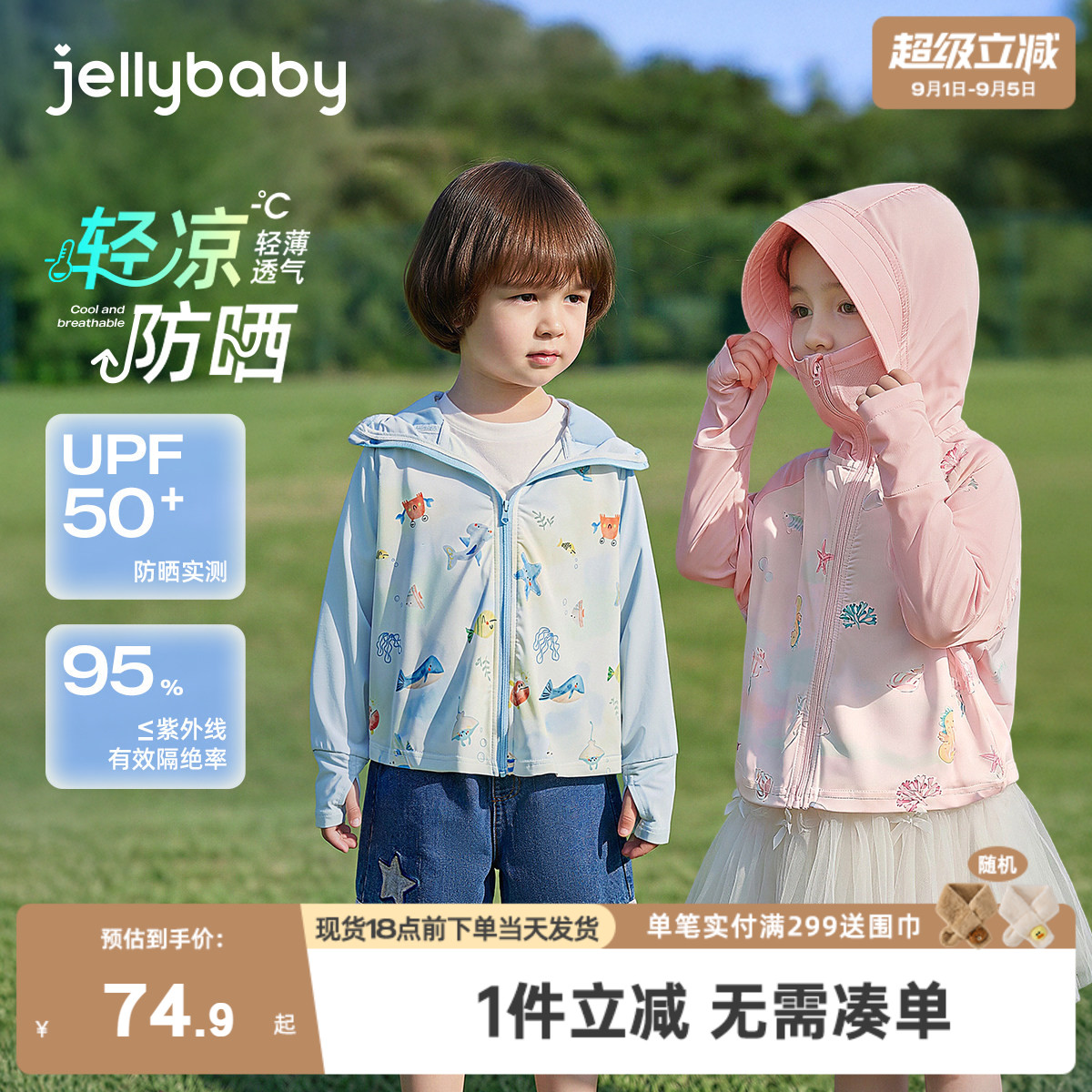 儿童防晒服夏天薄款男童夏款皮肤衣宝宝夏季空调开衫女童夏装外套图片