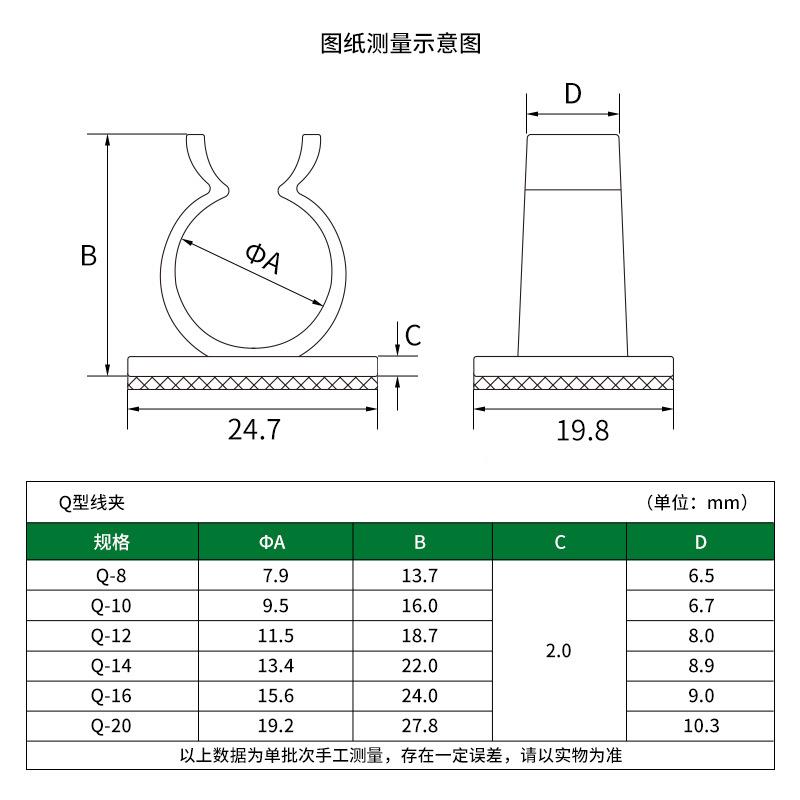 Q型线夹粘 色尼龙 自式固定座 免白打孔CHYSKM理器束线线夹电缆线