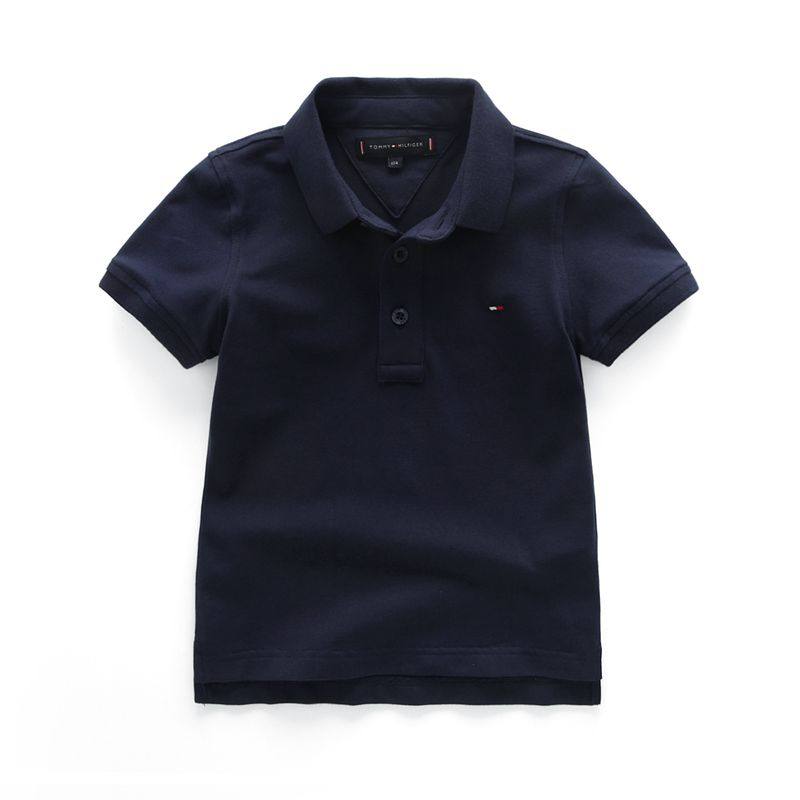 thumbnail for Trendy Brand Spring and Autumn Versatile Children's Polo Shirt Boys' Short-Sleeved T-Shirt for Older Children Pure Cotton Top for Primary and Secondary School Students Half-Sleeve