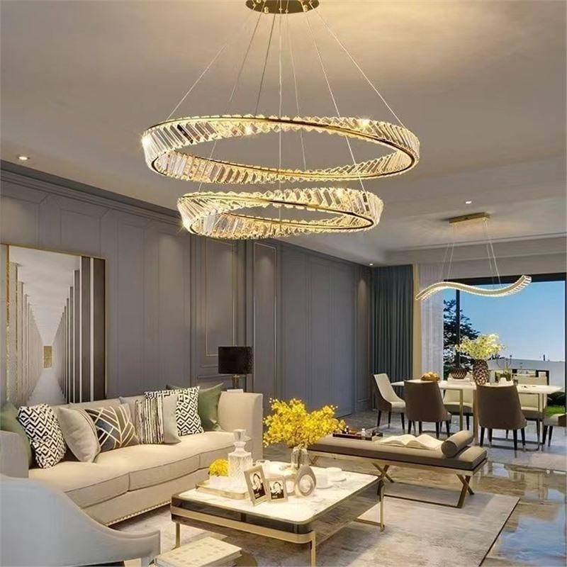 新轻奢意式中空圆形水晶吊灯客厅豪华现代主卧室简约大气餐厅灯具