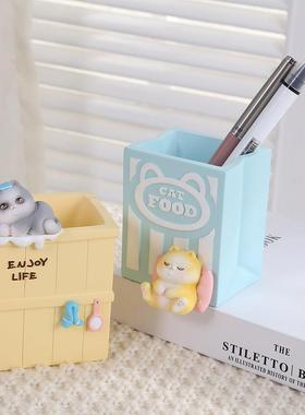 创意卡通猫动漫星星灯树脂笔筒摆件存钱罐 儿童节日生日礼物