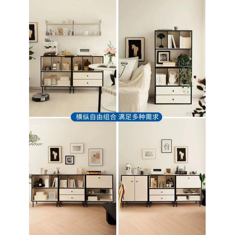 实木奶油风卧室法式家用书柜简约客厅餐边展示收纳储物柜矮柜落地