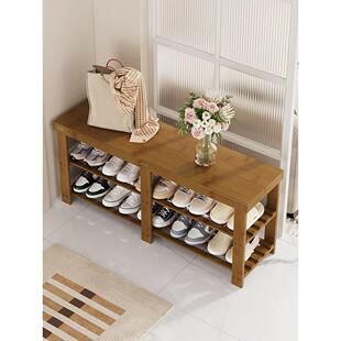 家用门口换鞋凳简易小鞋架小型可坐鞋柜收纳坐凳儿童楠竹入户进门