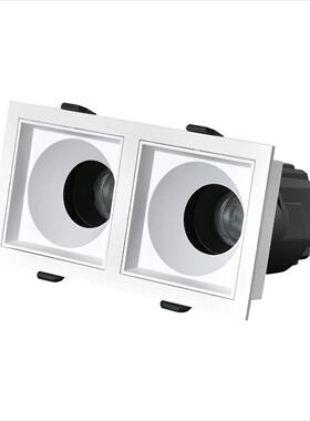 全铝led方形射灯嵌入式客厅家用护眼无主灯防眩双头格栅灯