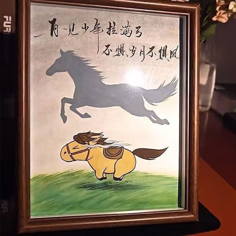 抖音同款励志标语木质相框摆件