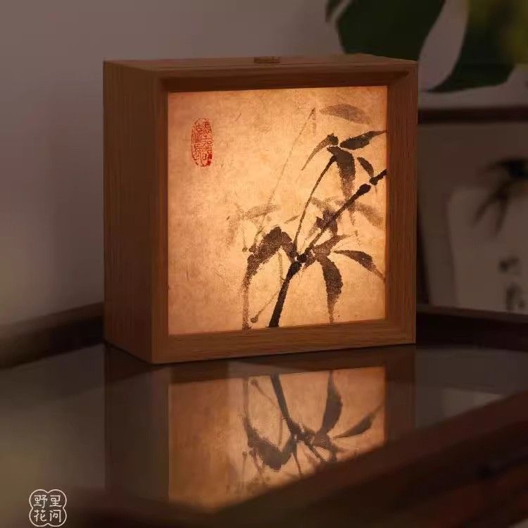 新中式古风文创书法小夜灯相框书房茶室国风氛围灯小夜灯装饰摆件