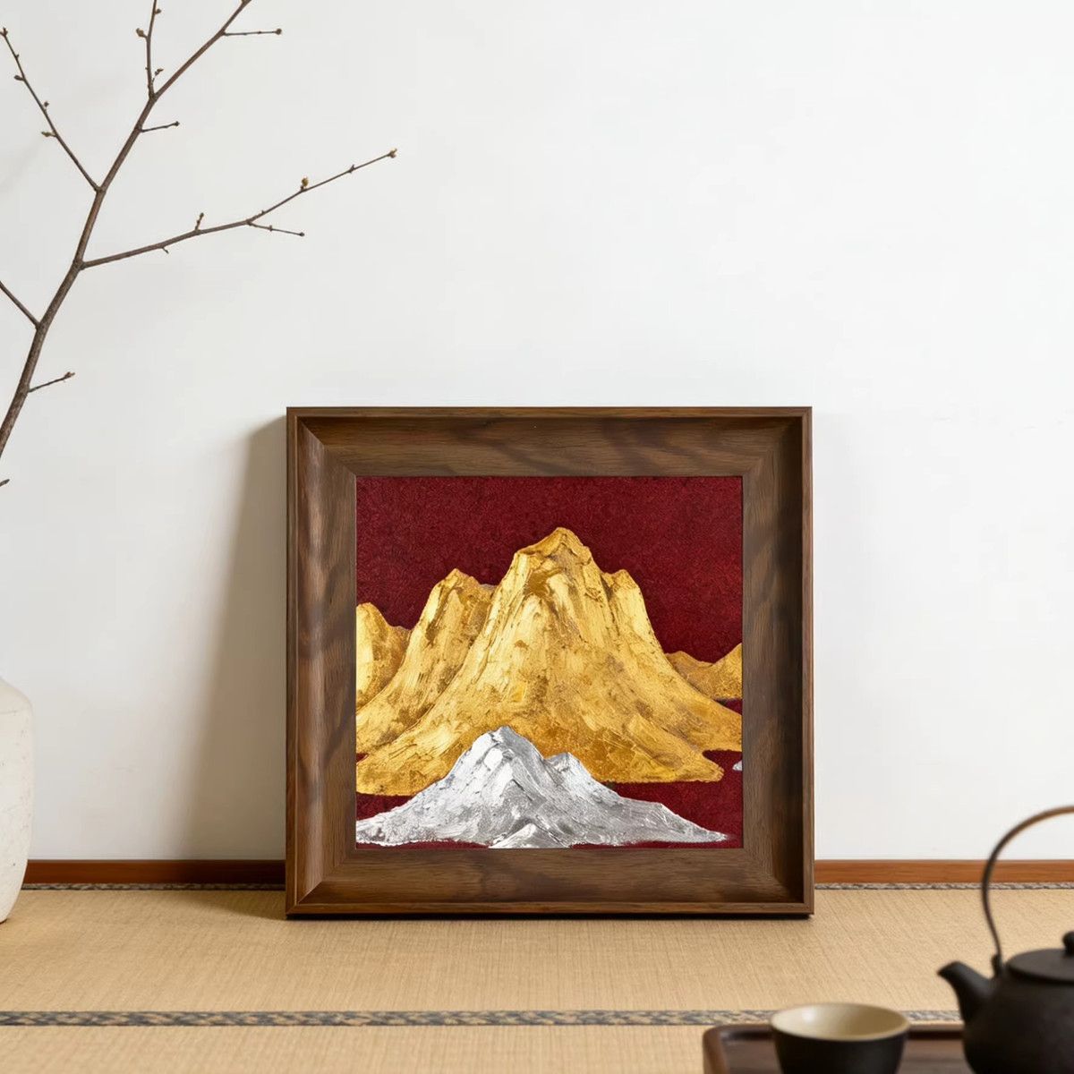 金山银山背有靠山装饰相框摆件