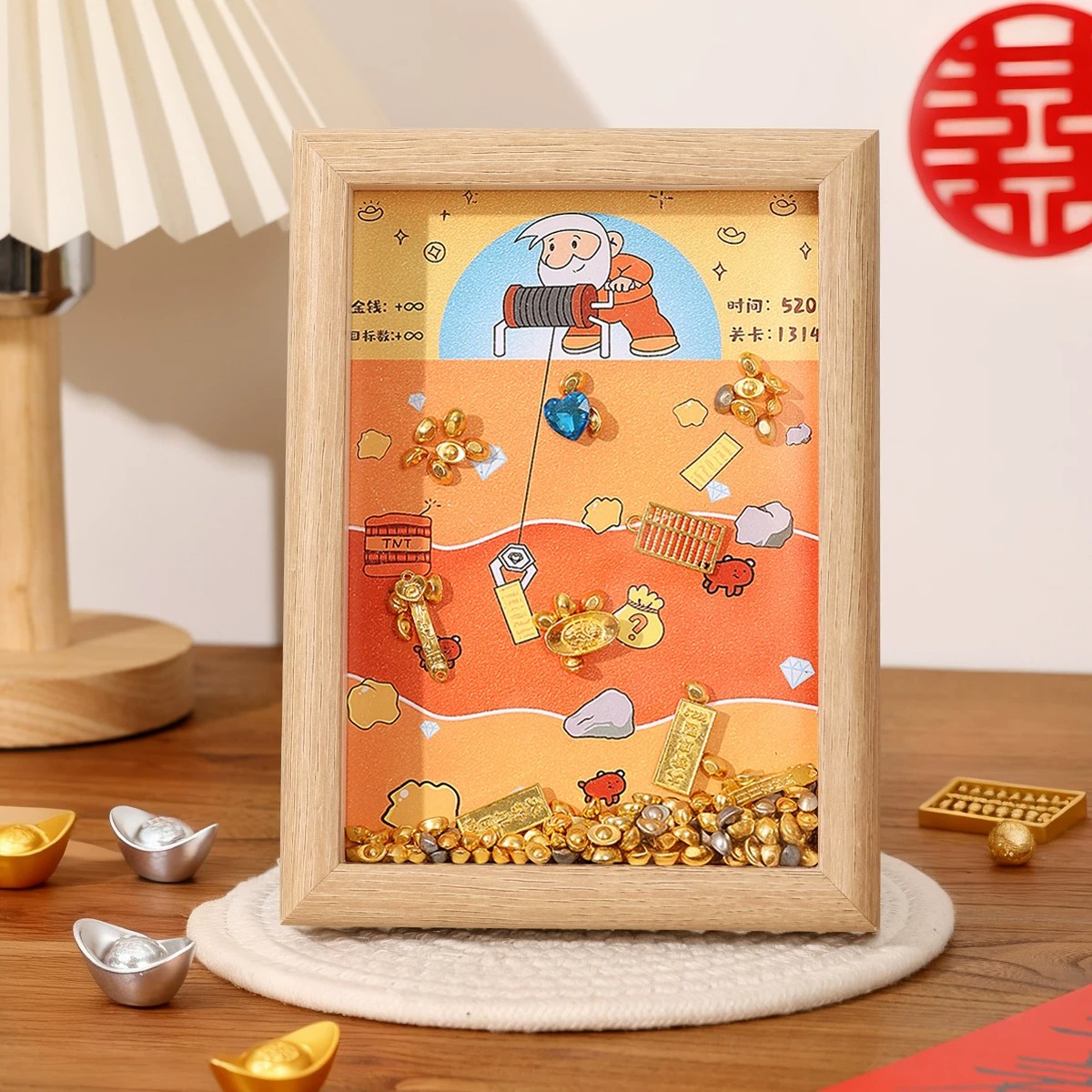黄金矿工挖金相框摆件生日礼物