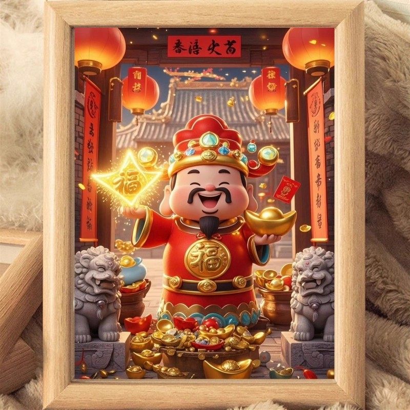 财神爷喜庆相框招财进宝