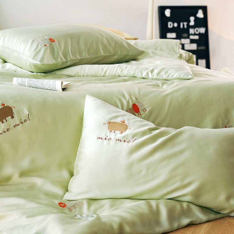 A类100支奥地利进口兰精天丝四件套母婴级凉感丝滑裸睡冰丝刺绣4