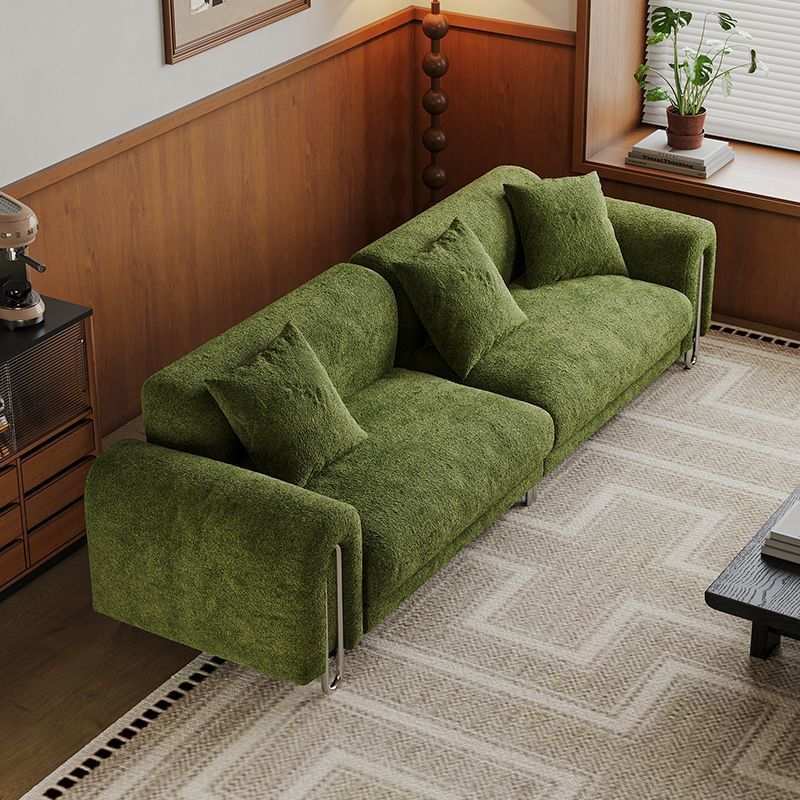 法式复古吟风雪尼尔布艺三人位沙发直排绿色中古风客厅小户型家用