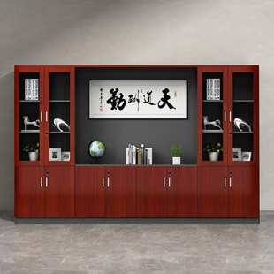 木质文件柜资料柜办公室书柜组合老板背景柜办公桌后面的柜子靠墙