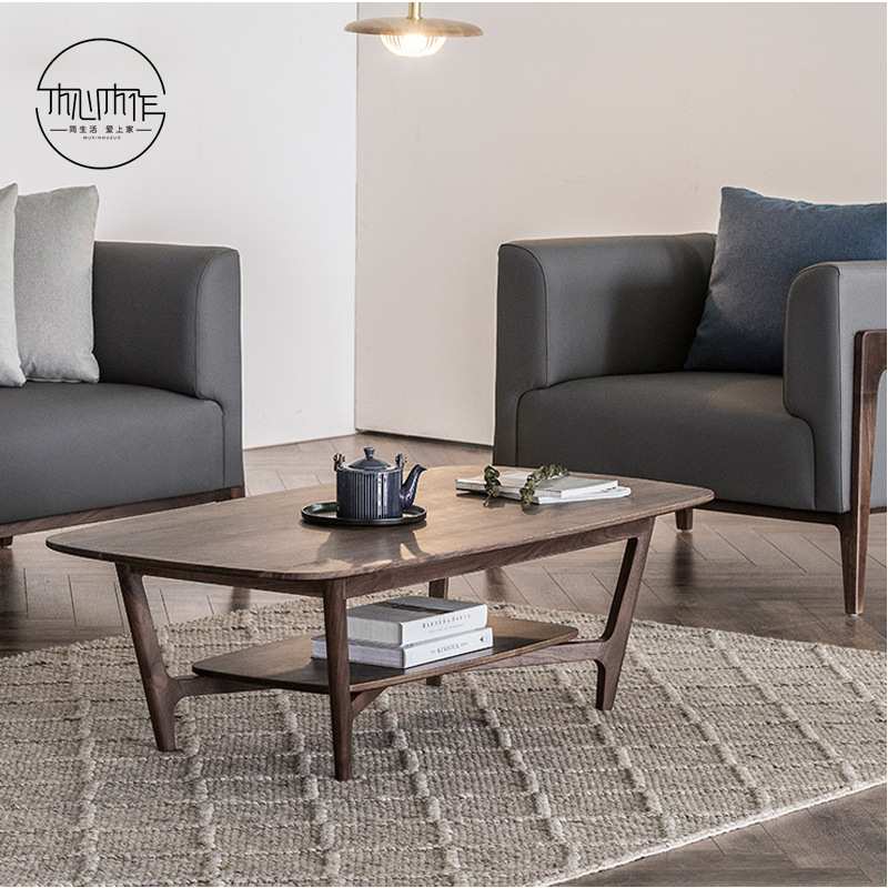 实木茶几客厅边几橡木黑胡桃木樱桃木原木全实木日式北美简约现代