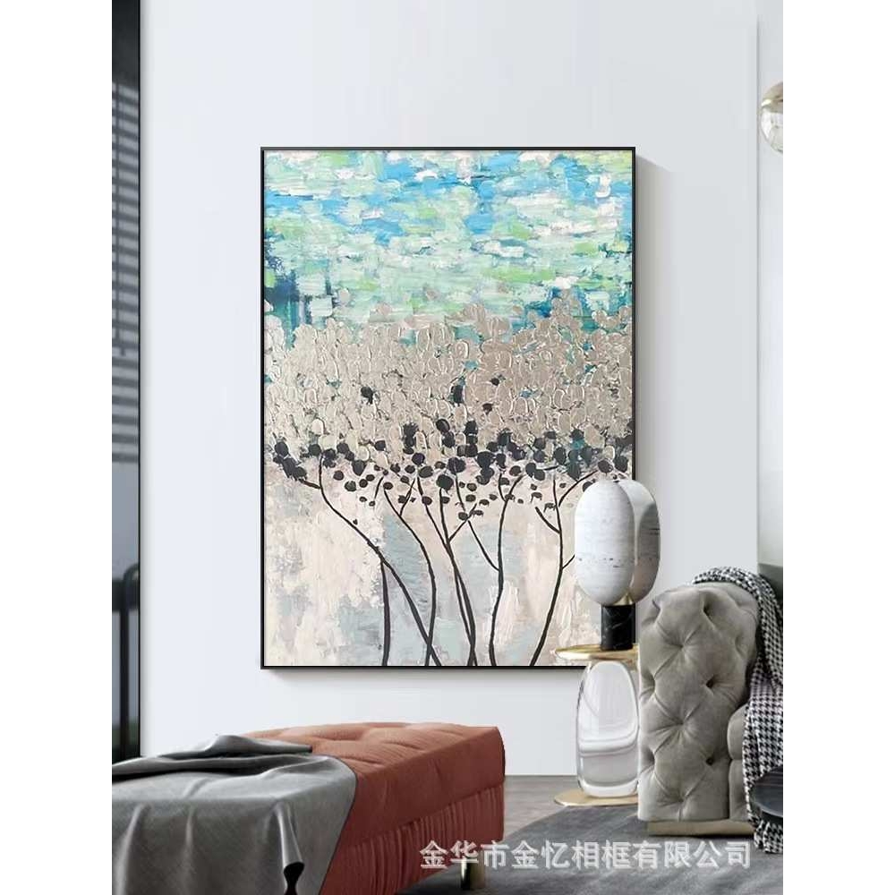 纯手绘立体肌理装饰画玄关竖款油画现代简约抽象挂画落地画发财树图片