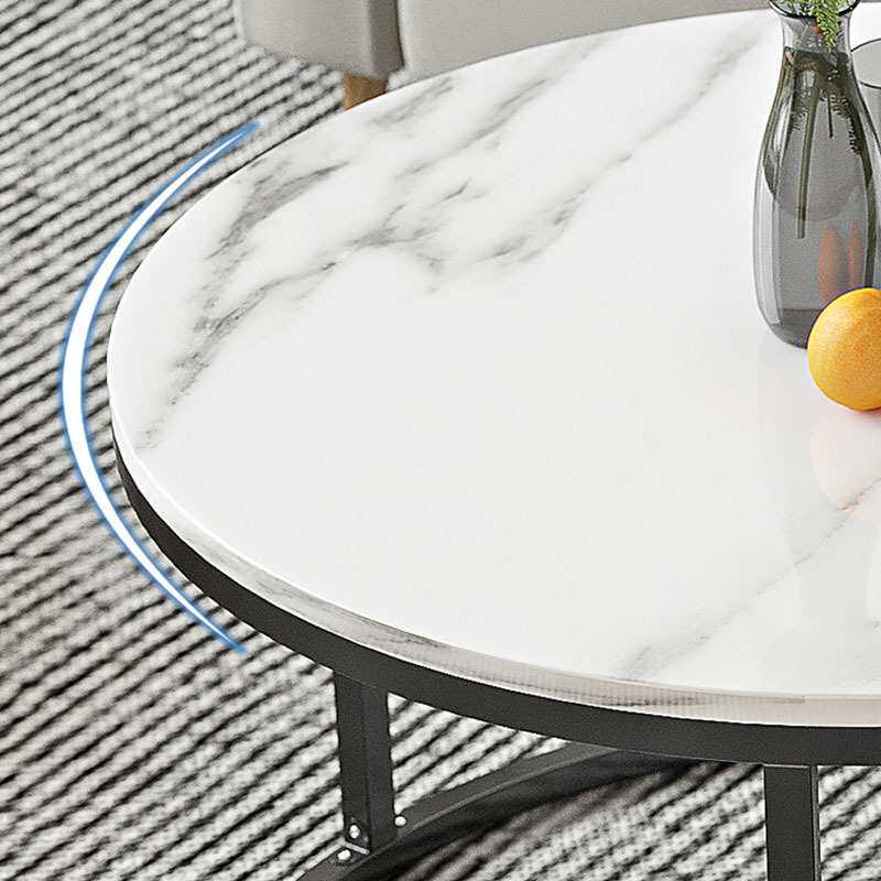 客厅圆形茶几意式轻奢岩板边几现代简约家用高低大小圆桌组合网红