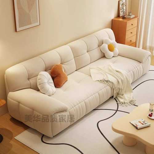 法式奶油风布艺沙发简约现代家用大小户型客厅直排棉花糖云朵沙发