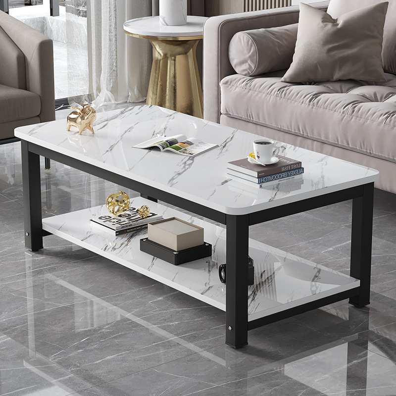 茶几简约现代客厅长方形仿大理石纹圆角茶几小户型喝茶桌出租屋桌