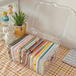 手机壳收纳盒带盖防尘桌面抽屉存放杂物整理宿舍神器透明储物盒子