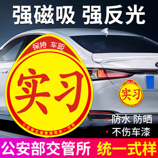 實(shí)習(xí)車貼磁吸女司機(jī)新手上路創(chuàng)意標(biāo)志汽車貼紙磁性劃痕遮擋反光貼