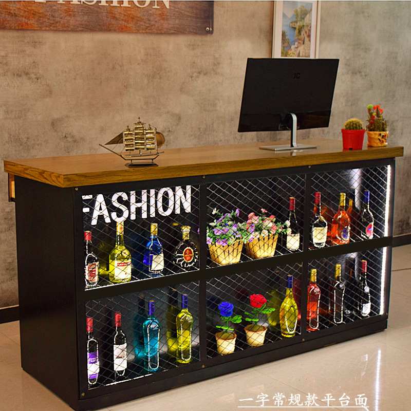 工业风奶茶店复古收银台 转角柜台酒吧吧台餐厅饭店服装店前台桌