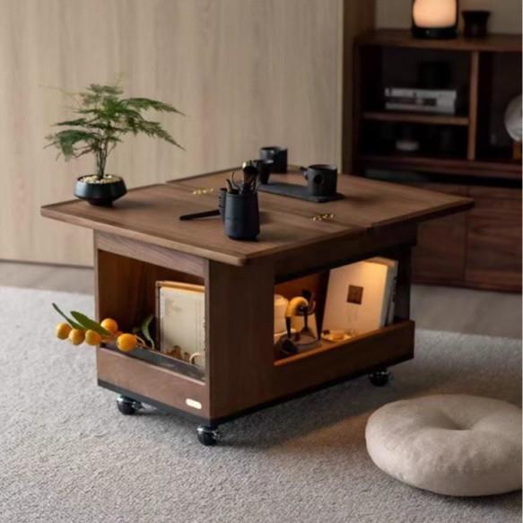 实木茶几小推车沙发客厅折叠小户型免安装家用茶桌移动多功能茶台