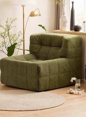 压缩华夫格沙发懒人全海绵休闲椅客厅灯芯绒跨境compressed sofa