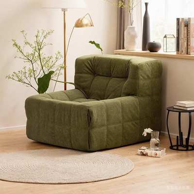 压缩华夫格沙发懒人全海绵休闲椅客厅灯芯绒跨境compressed sofa
