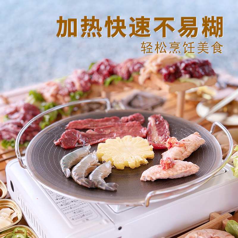新款户外露营烧烤盘不沾涂层烤肉锅家用韩式烤肉盘卡式炉煎烧烤盘