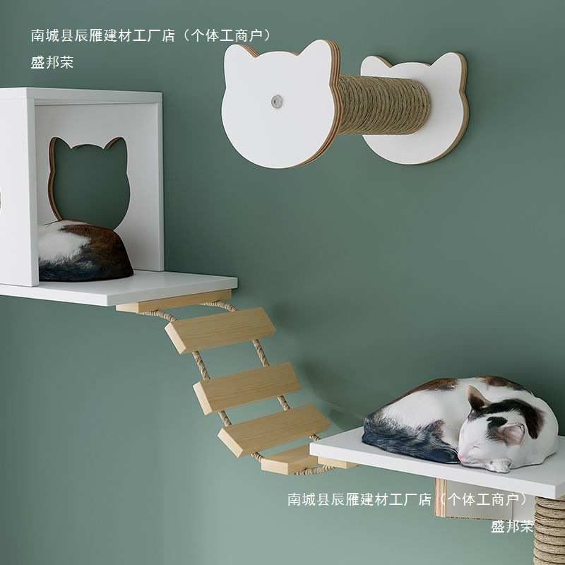 实木猫墙壁挂式猫窝猫爬架墙壁式跳台跳板爬梯木中国其他