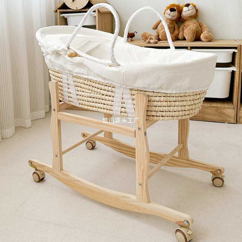 婴儿摇篮篮便携提篮手工编织婴儿手提篮床中床田园躺椅小睡新生儿