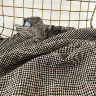 全棉纯棉千鸟格复古文艺风色织棉布 服装围巾磨毛法兰绒面料