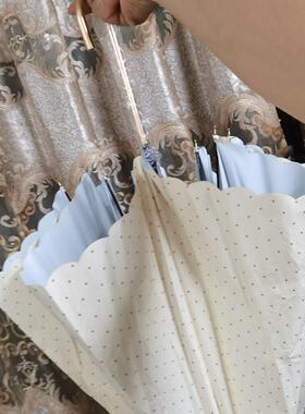 夏季日系小清新小波点长柄遮阳伞白胶晴雨两用女神太阳白色公主伞