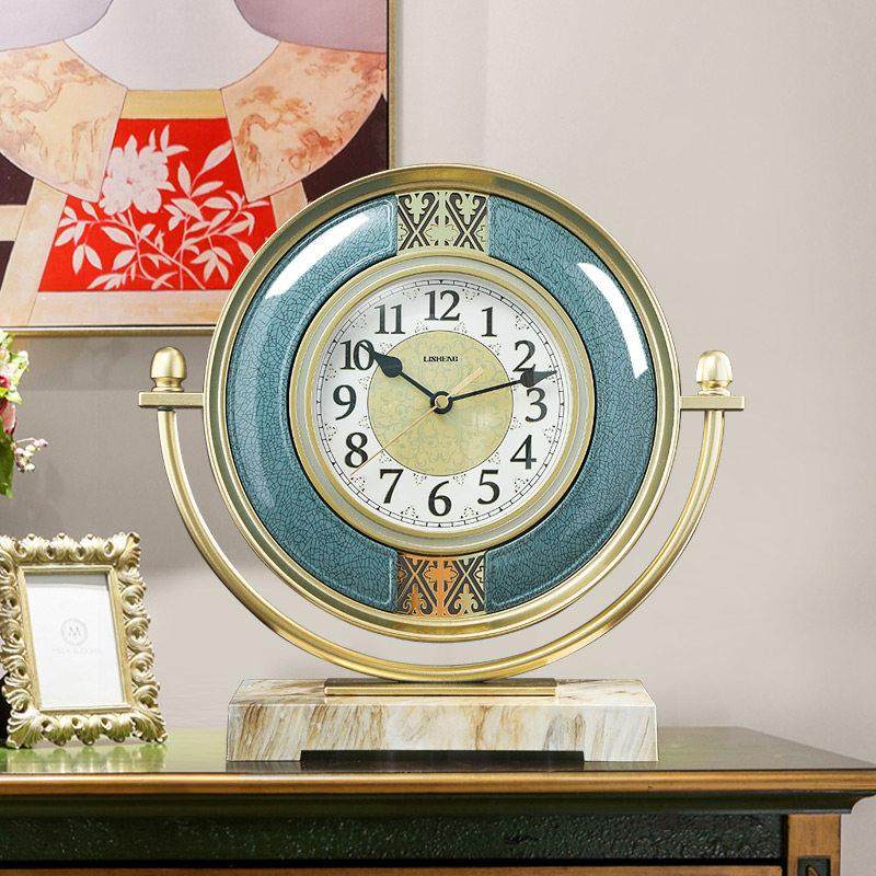 欧式轻奢座钟摆件客厅台钟电视柜桌面时钟钟表现代新款摆台式坐钟