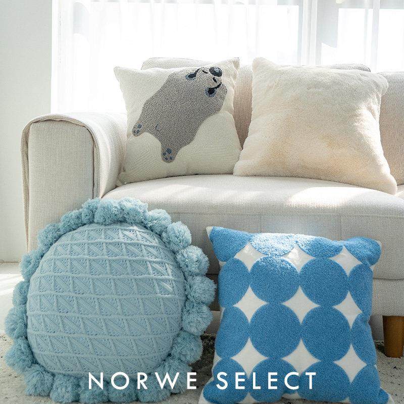 动物抱枕简约风蓝色北极熊刺绣枕套毛绒床上靠垫客厅沙发靠枕北欧,居家布艺,靠垫/抱枕,淘宝优惠券,粉丝福利购,淘宝优惠卷