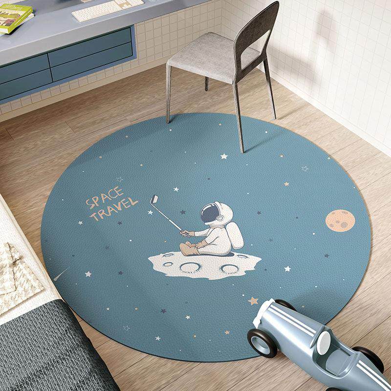 儿童卧室地毯宇航员床边可爱免洗防滑电脑椅转椅垫子卡通圆形地垫,居家布艺,家用脚垫,淘宝优惠券,粉丝福利购,淘宝优惠卷
