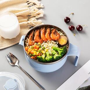 美厨304不锈钢泡面碗学生饭盒餐杯泡面杯1200ML防漏防烫耐摔送勺