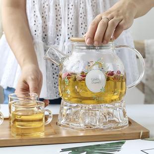 玻璃水果花茶具套装 日式 耐热防爆围炉煮茶泡茶壶家用加热电陶炉壶
